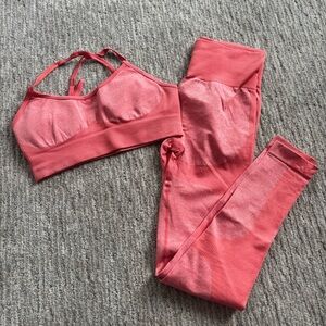 Seamless Coral Pink Sports Bra & Legging Set